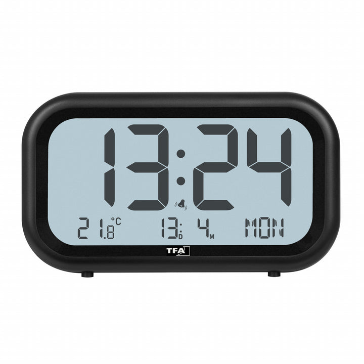 TFA Nocta Digital Day Date Temperature Alarm Clock Black 12cm 60.2052.01 3