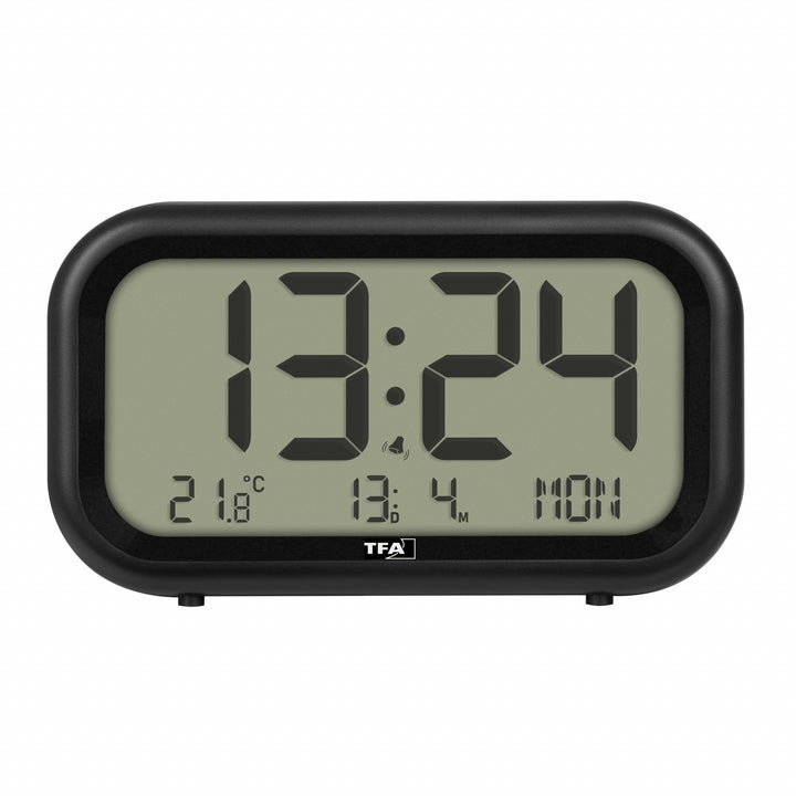 TFA Nocta Digital Day Date Temperature Alarm Clock Black 12cm 60.2052.01 4