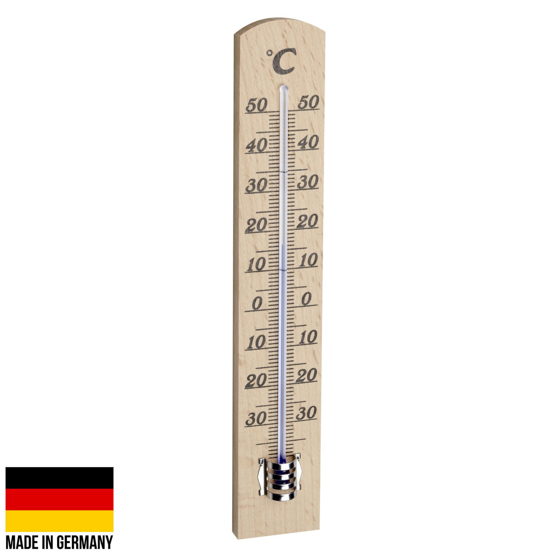TFA Germany Randall Beech Wood Analogue Thermometer Natural 18cm 12.1003.05 1