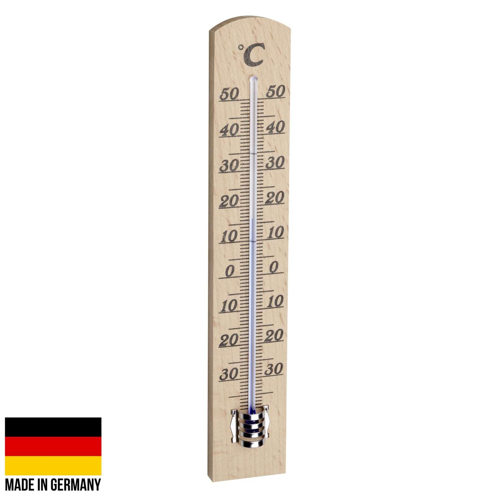 TFA Germany Randall Beech Wood Analogue Thermometer Natural 18cm 12.1003.05 1