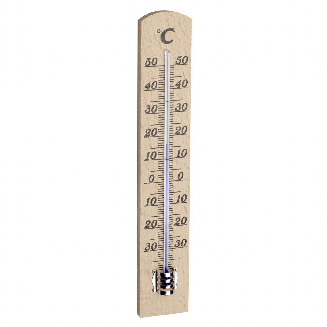 TFA Germany Randall Beech Wood Analogue Thermometer Natural 18cm 12.1003.05 no overlay
