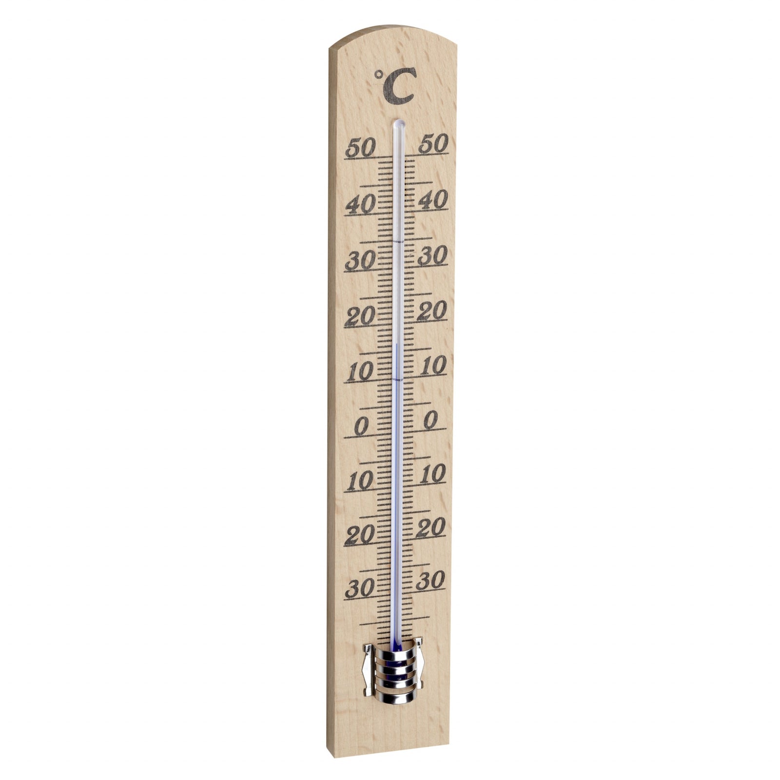 TFA Germany Randall Beech Wood Analogue Thermometer Natural 18cm 12.1003.05 no overlay