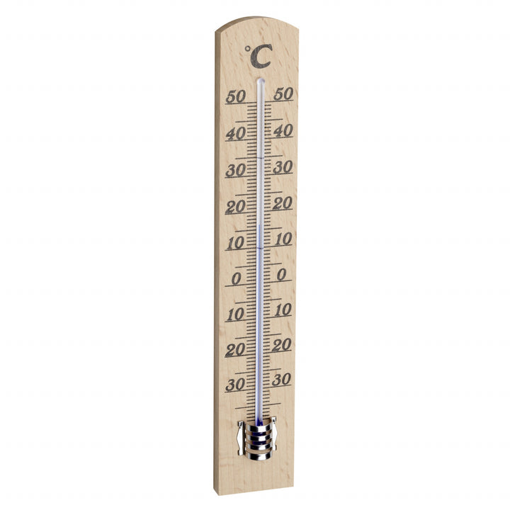 TFA Germany Randall Beech Wood Analogue Thermometer Natural 18cm 12.1003.05 no overlay