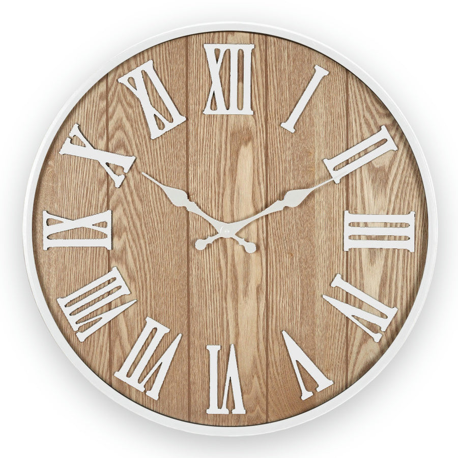 Toki Brandon Wood Panels Style Wall Clock 60cm 24027 1