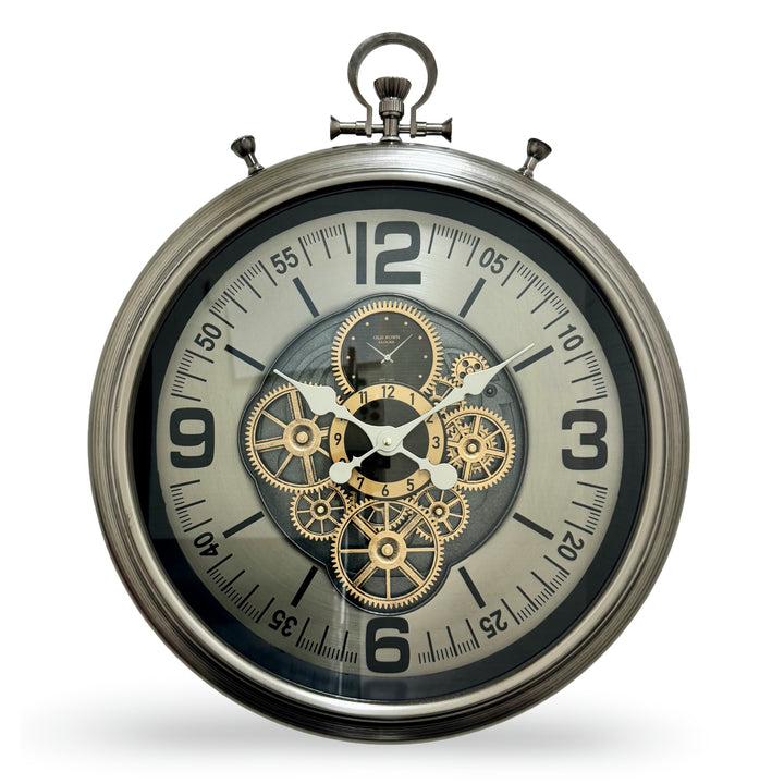 Victory Ambrose FOB Pocket Watch Metal Moving Gears Wall Clock 60cm CCM-1844 1