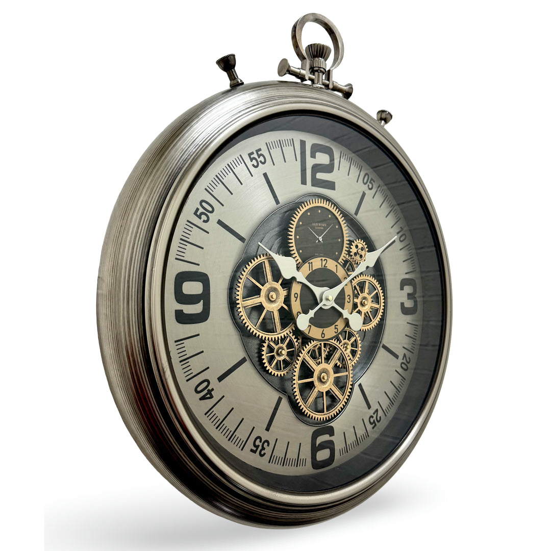 Victory Ambrose FOB Pocket Watch Metal Moving Gears Wall Clock 60cm CCM-1844 2