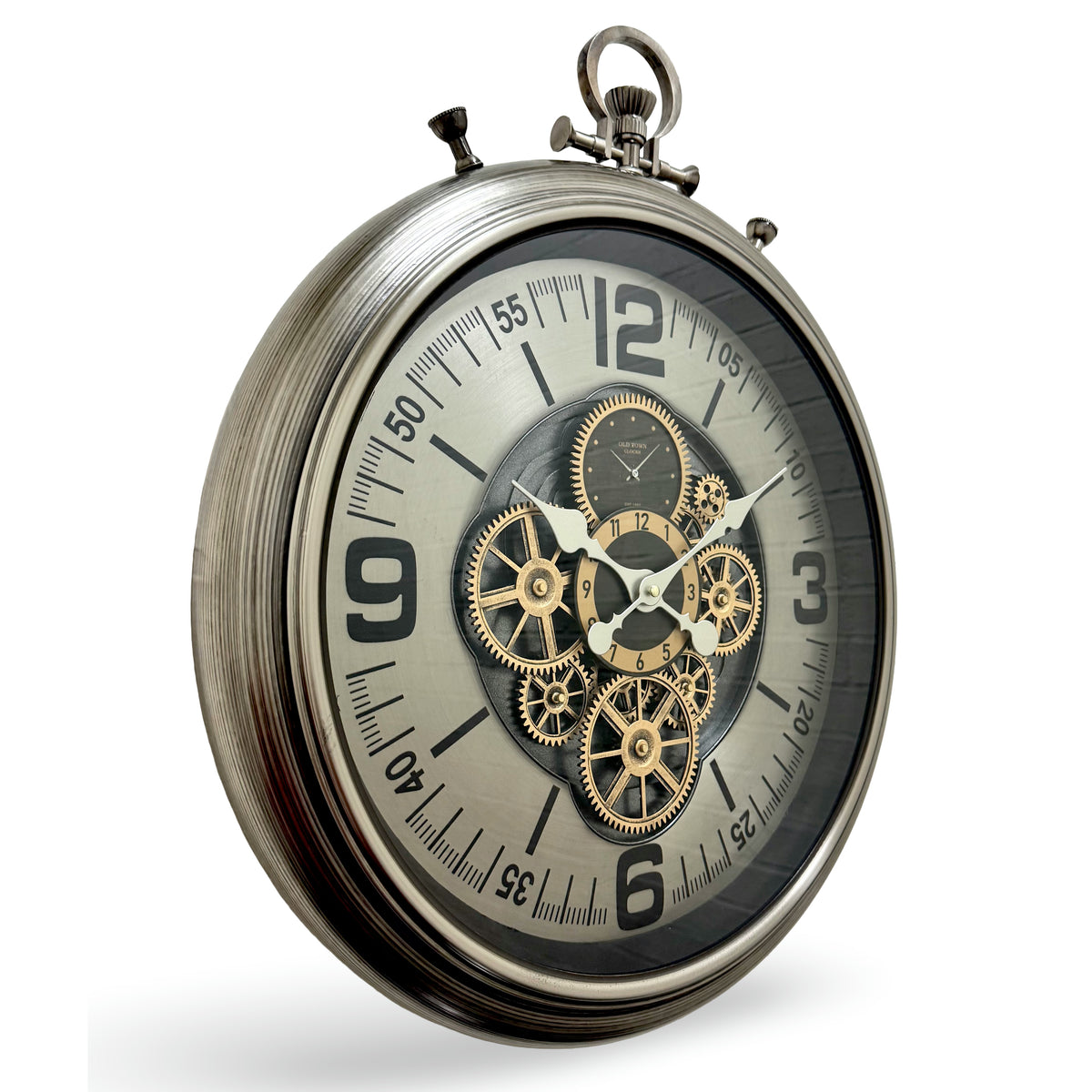 Victory Ambrose FOB Pocket Watch Metal Moving Gears Wall Clock 60cm CCM-1844 2