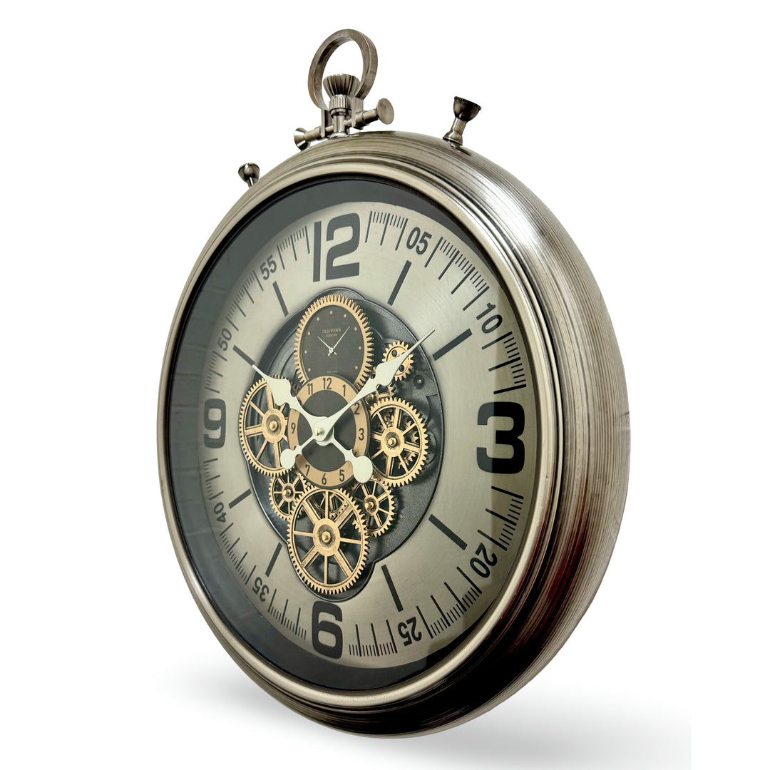 Victory Ambrose FOB Pocket Watch Metal Moving Gears Wall Clock 60cm CCM-1844 3