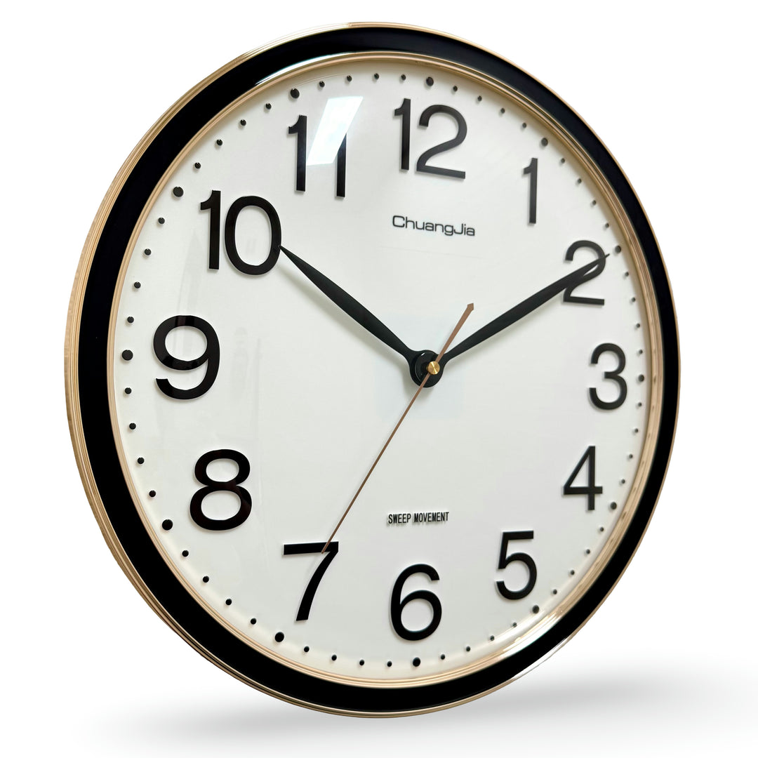 Victory Audrey Bold 3D Numbers Wall Clock Black Gold 38cm CCJ-6816BK 2
