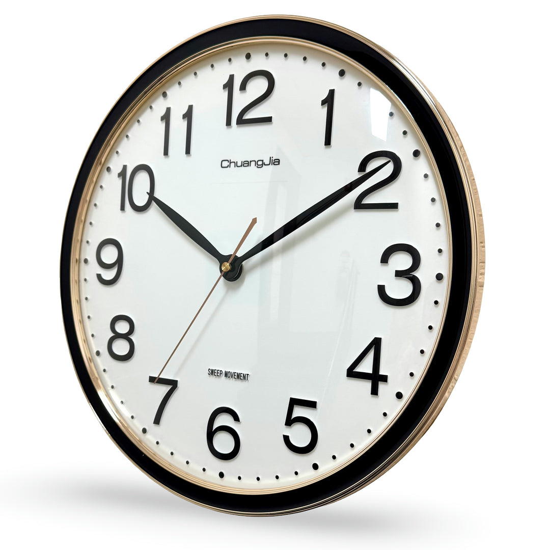 Victory Audrey Bold 3D Numbers Wall Clock Black Gold 38cm CCJ-6816BK 3
