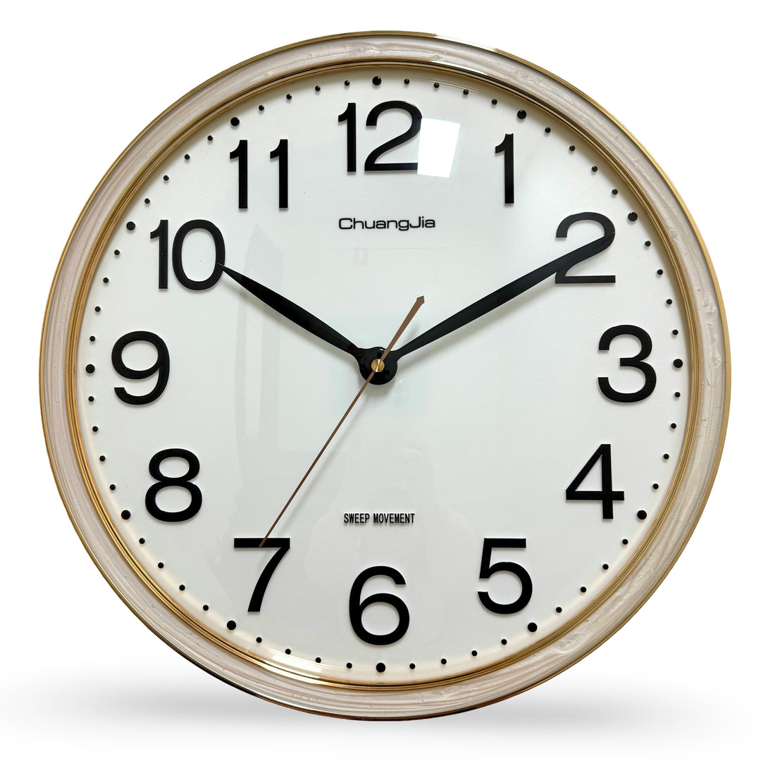 Victory Audrey Bold 3D Numbers Wall Clock White Gold 38cm CCJ-6816WT 1