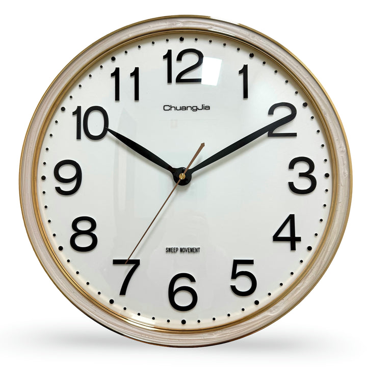 Victory Audrey Bold 3D Numbers Wall Clock White Gold 38cm CCJ-6816WT 1