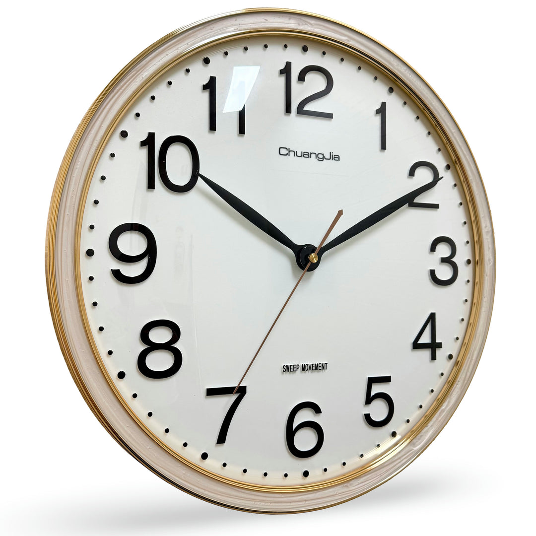 Victory Audrey Bold 3D Numbers Wall Clock White Gold 38cm CCJ-6816WT 2