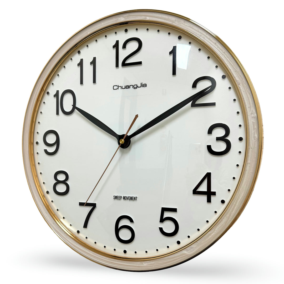 Victory Audrey Bold 3D Numbers Wall Clock White Gold 38cm CCJ-6816WT 3