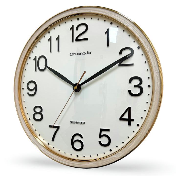 Victory Audrey Bold 3D Numbers Wall Clock White Gold 38cm CCJ-6816WT 3