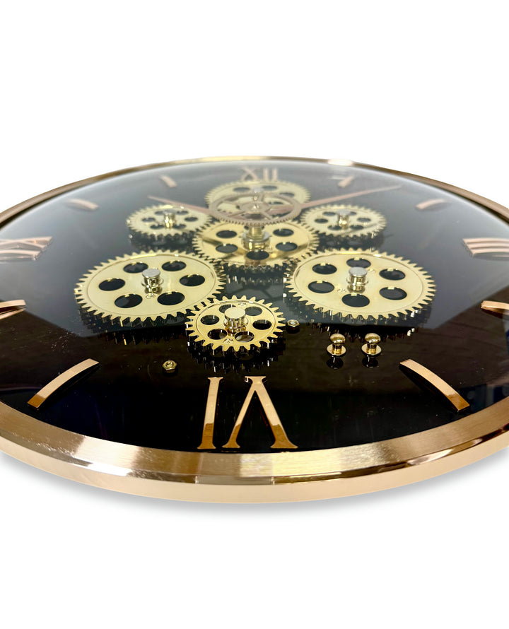 Victory Axel Convex Glass Moving Gears Wall Clock Black 36cm CCJ-8088 5