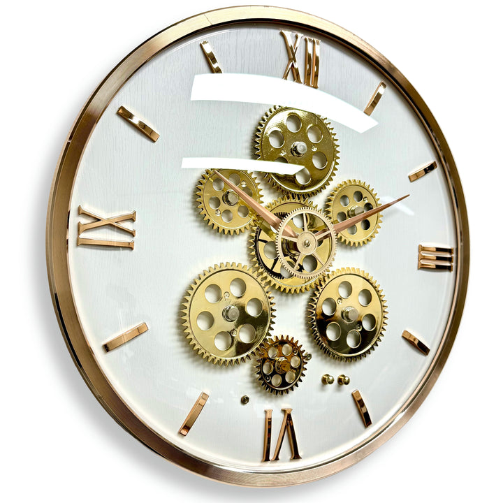 Victory Axel Convex Glass Moving Gears Wall Clock White 36cm CCJ-8087 1