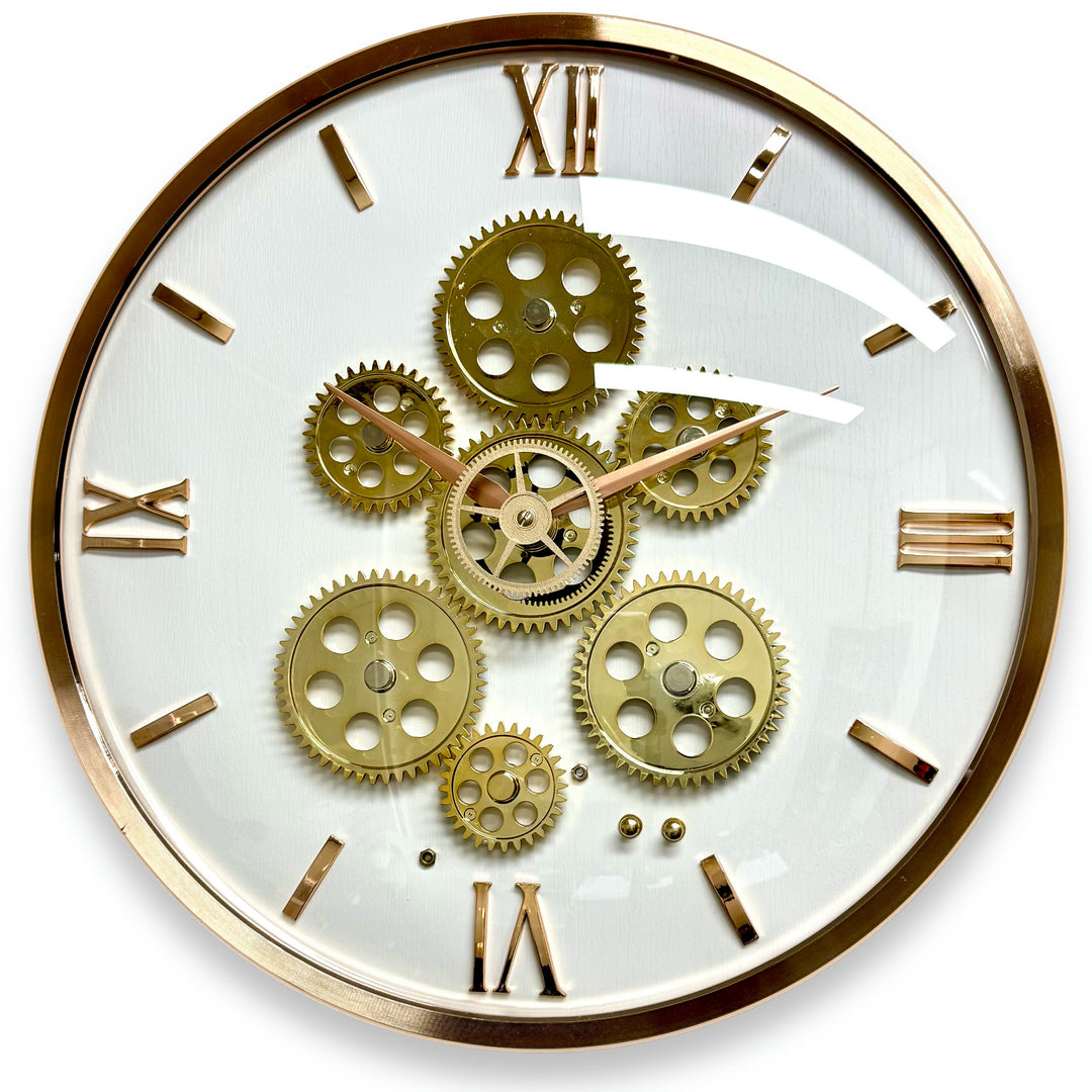 Victory Axel Convex Glass Moving Gears Wall Clock White 36cm CCJ-8087 2