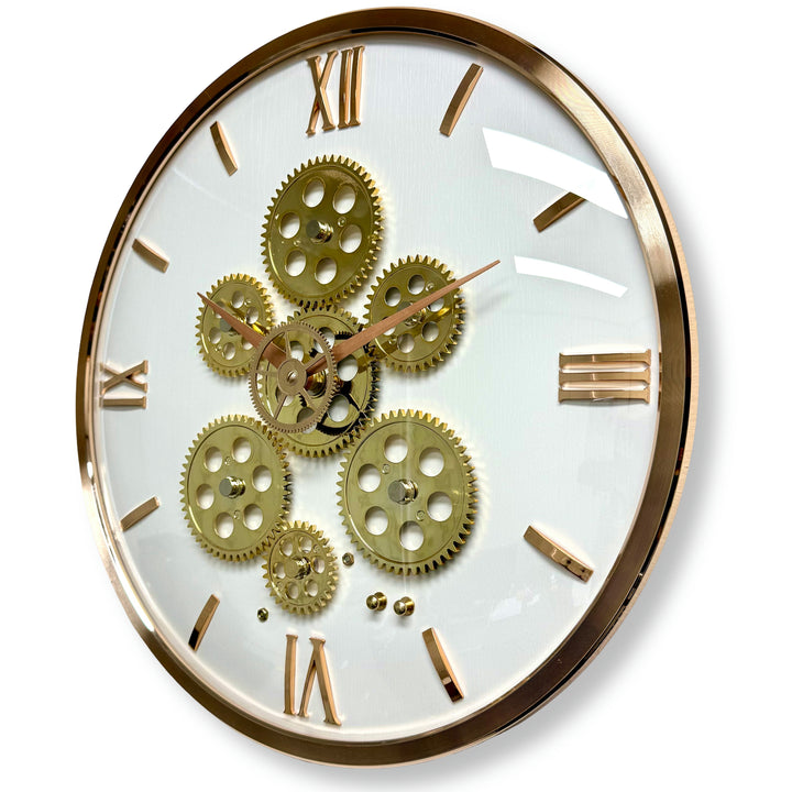 Victory Axel Convex Glass Moving Gears Wall Clock White 36cm CCJ-8087 3