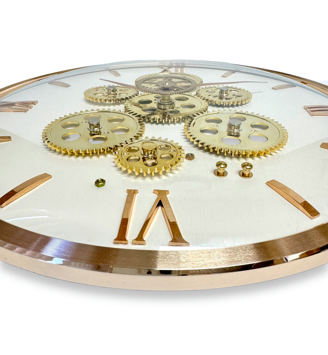 Victory Axel Convex Glass Moving Gears Wall Clock White 36cm CCJ-8087 5