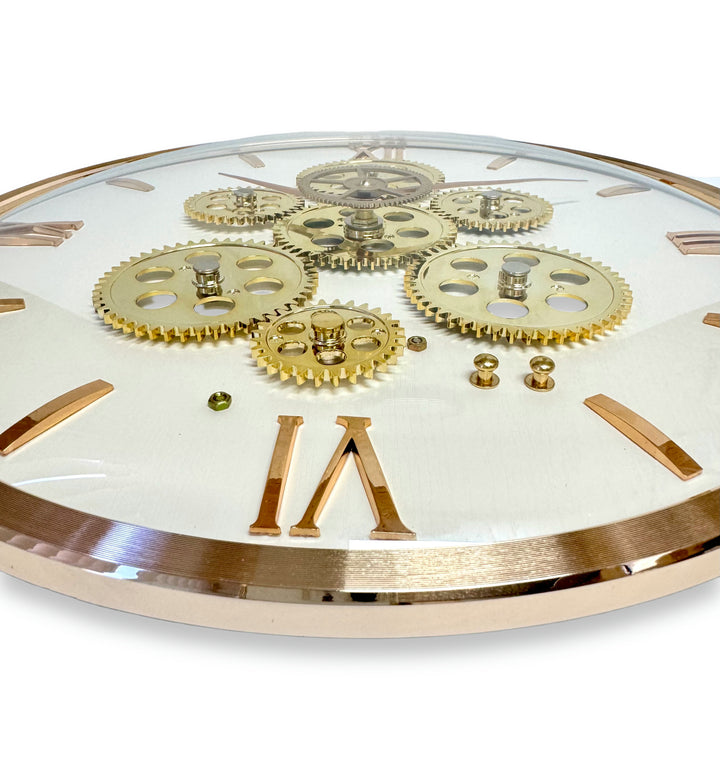Victory Axel Convex Glass Moving Gears Wall Clock White 36cm CCJ-8087 5