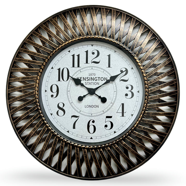 Victory Beax Arts Distressed Hatched Pattern Wall Clock Bronze 61cm CWH-6012BR 1