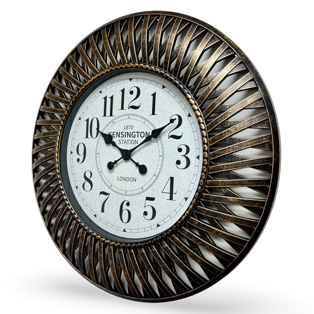Victory Beax Arts Distressed Hatched Pattern Wall Clock Bronze 61cm CWH-6012BR 2