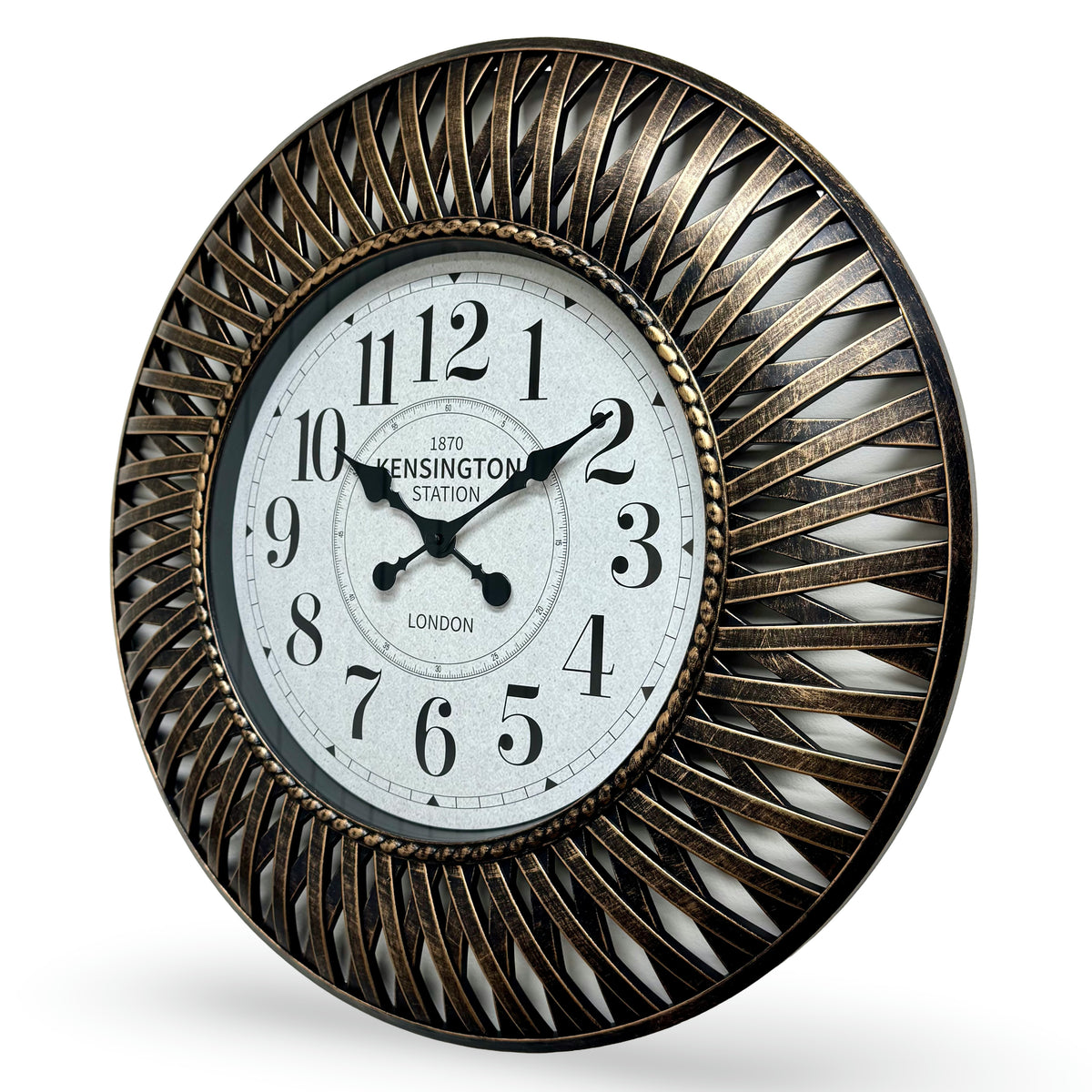 Victory Beax Arts Distressed Hatched Pattern Wall Clock Bronze 61cm CWH-6012BR 2