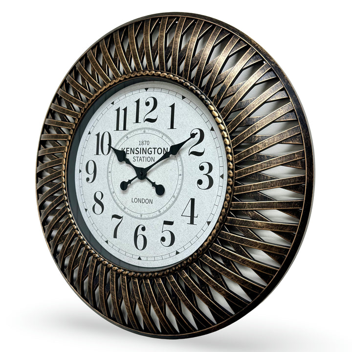 Victory Beax Arts Distressed Hatched Pattern Wall Clock Bronze 61cm CWH-6012BR 2