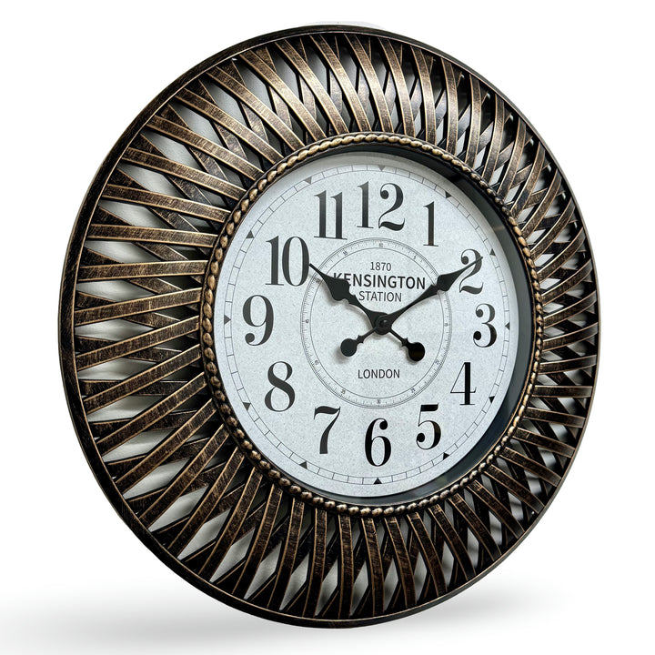 Victory Beax Arts Distressed Hatched Pattern Wall Clock Bronze 61cm CWH-6012BR 3