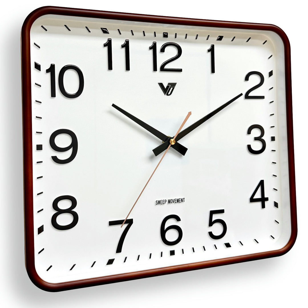 Victory Benny Rectangle 3D Number Wall Clock Brown 34cm CBL-6866BR 1