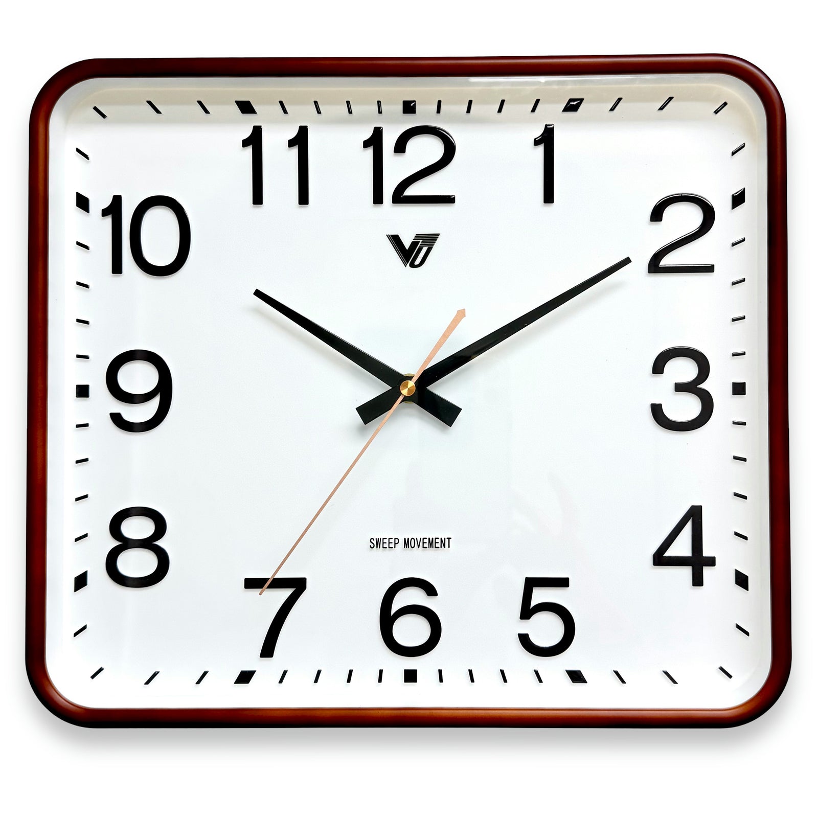 Victory Benny Rectangle 3D Number Wall Clock Brown 34cm CBL-6866BR 2