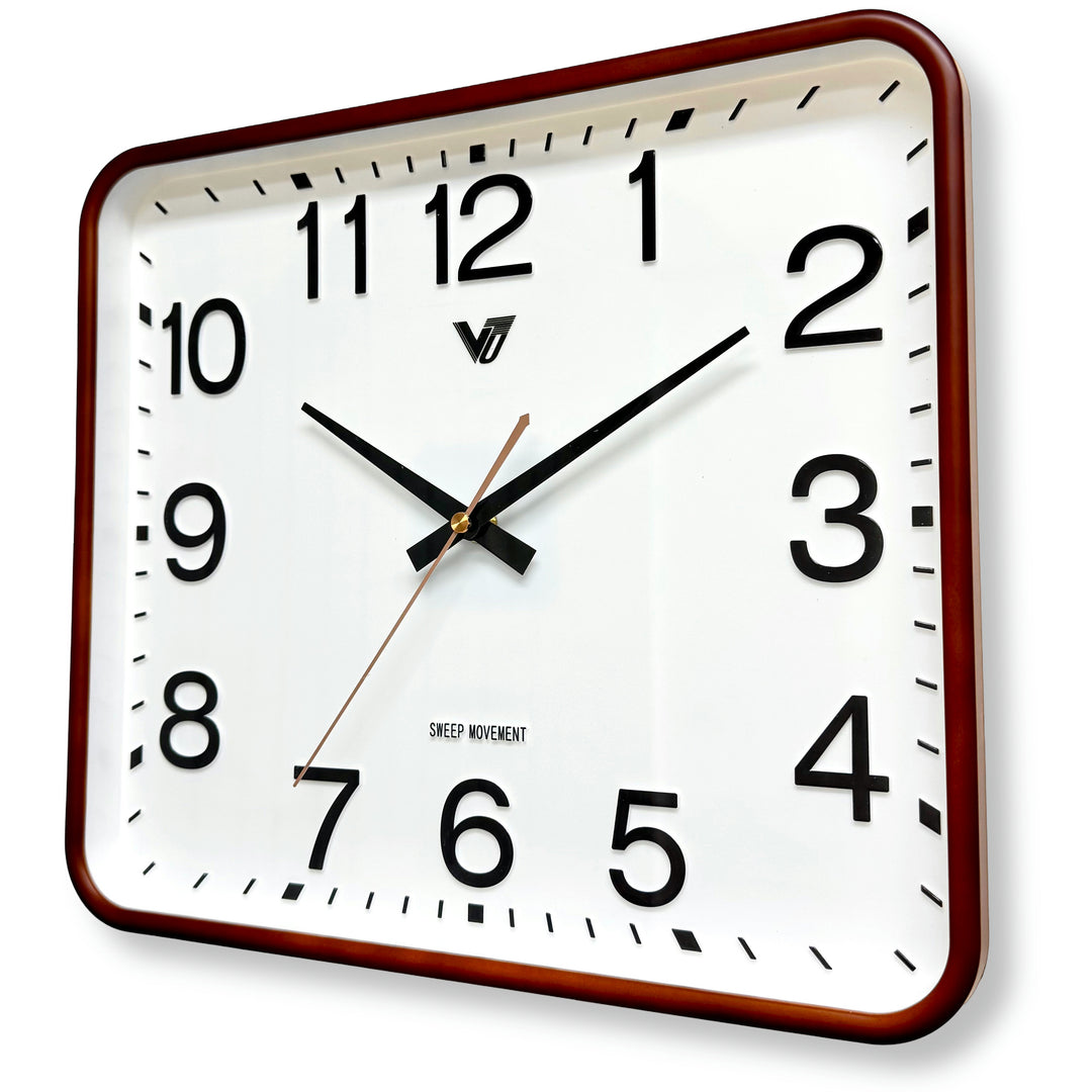 Victory Benny Rectangle 3D Number Wall Clock Brown 34cm CBL-6866BR 3