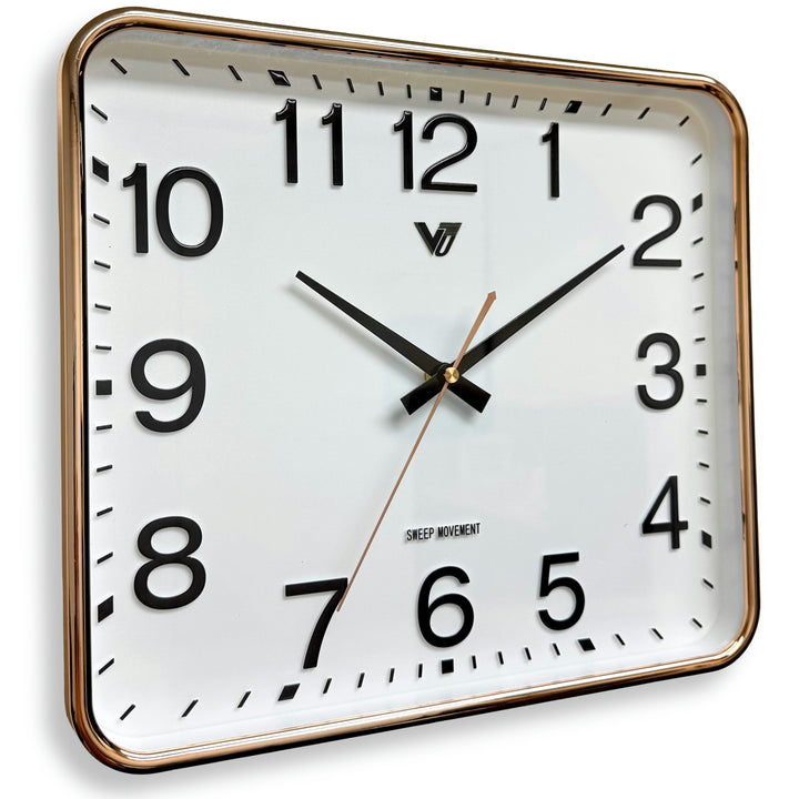 Victory Benny Rectangle 3D Number Wall Clock Gold 34cm CBL-6866G 1