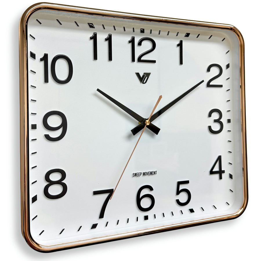Victory Benny Rectangle 3D Number Wall Clock Gold 34cm CBL-6866G 1