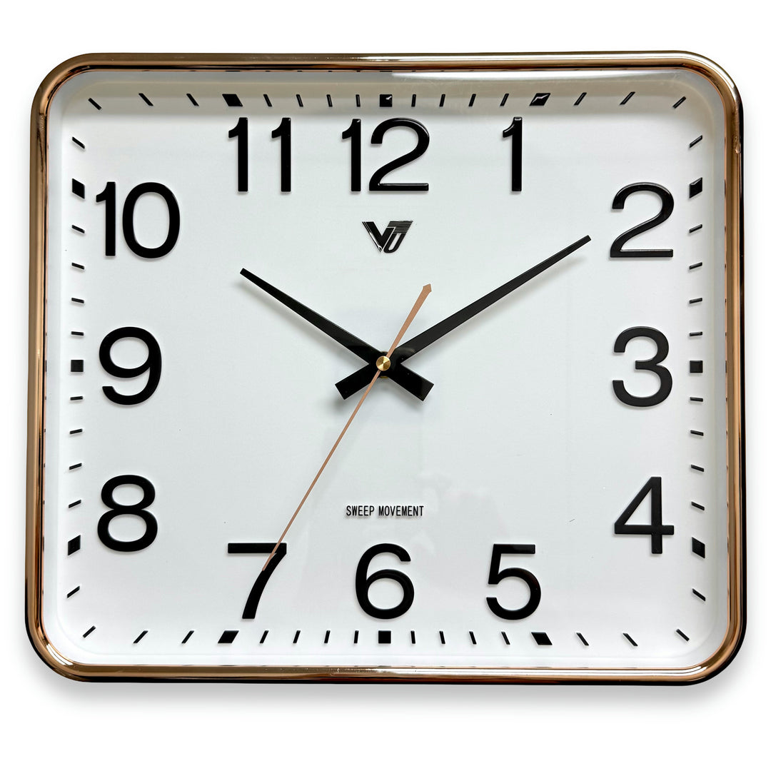 Victory Benny Rectangle 3D Number Wall Clock Gold 34cm CBL-6866G 2