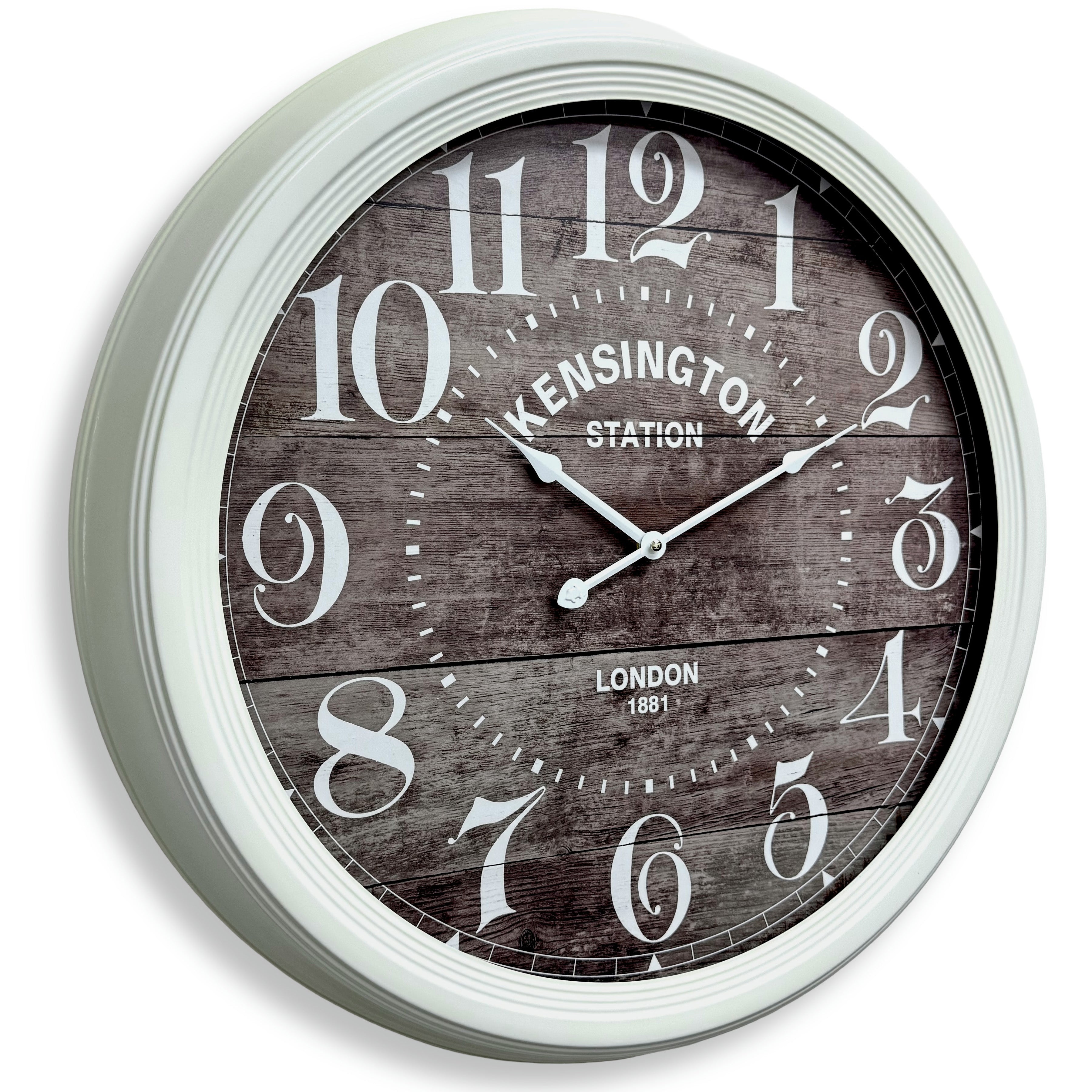 Bernard Classic Kensington Metal Station Wall Clock White – Oh Clocks