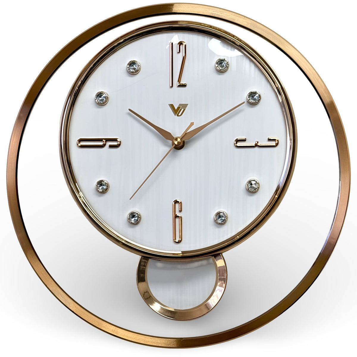 Cbc Clock Brynn Modern Floating Dial Pendulum Wall Clock White Rose Gold – Oh Clocks