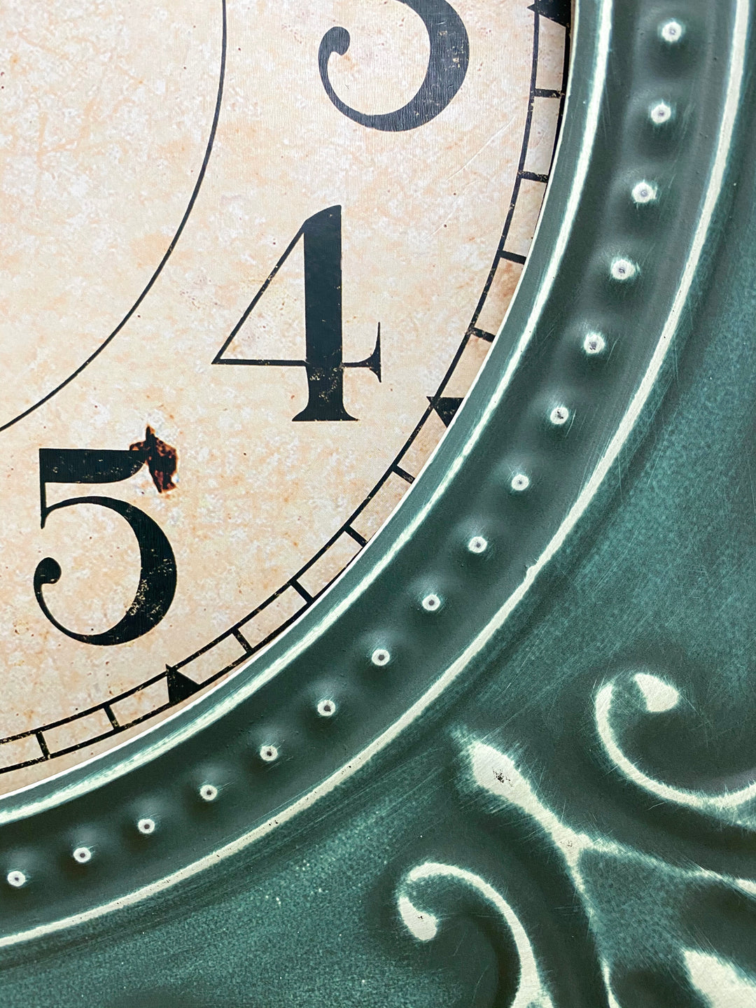 Victory Celia Large Ornate Square Metal Frame Wall Clock Antique Green 60cm CHH-881 3