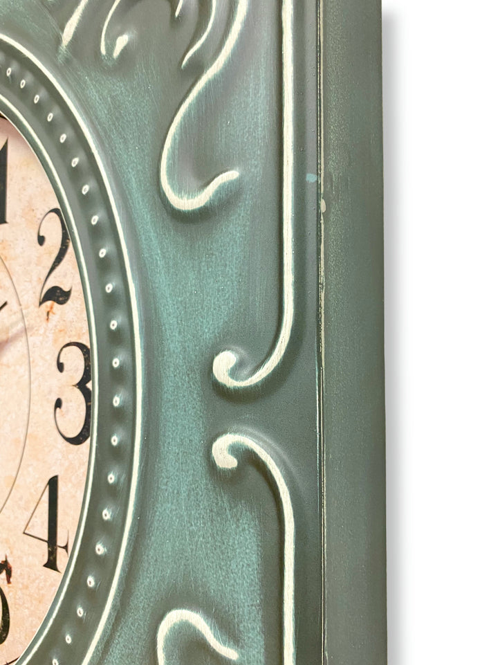 Victory Celia Large Ornate Square Metal Frame Wall Clock Antique Green 60cm CHH-881 4