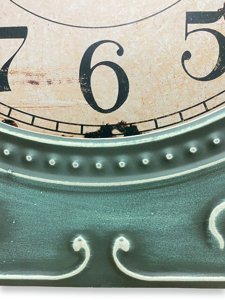 Victory Celia Large Ornate Square Metal Frame Wall Clock Antique Green 60cm CHH-881 7