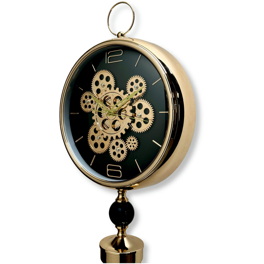 Victory Colton Tripod Metal Moving Gears Floor Clock Black Gold 153cm CCJ-8081BK 3