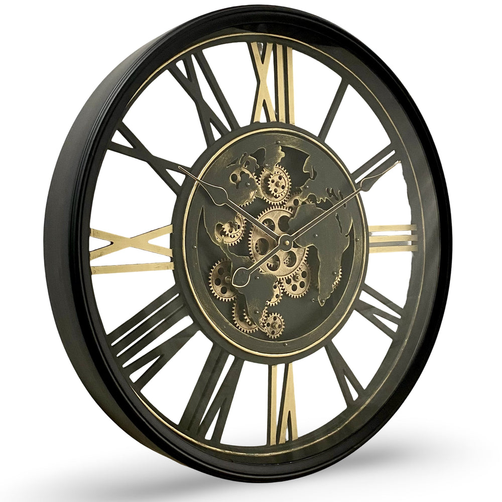 Victory Continental Black Metal Moving Gears Wall Clock 60cm CCM-1663 2