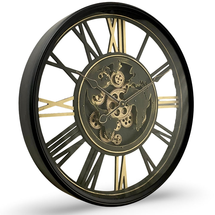 Victory Continental Black Metal Moving Gears Wall Clock 60cm CCM-1663 2