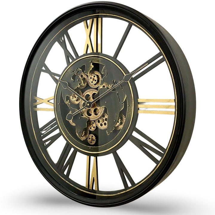 Victory Continental Black Metal Moving Gears Wall Clock 60cm CCM-1663 3