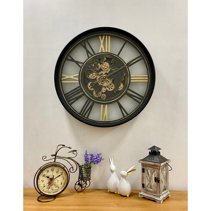 Victory Continental Black Metal Moving Gears Wall Clock 60cm CCM-1663 7