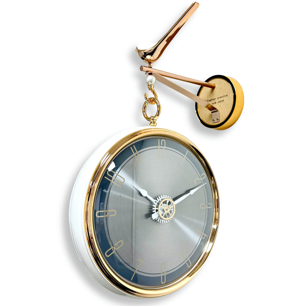 Victory Dallas Double Sided Moving Gears Wall Clock White Grey 39cm CCJ-8084 2