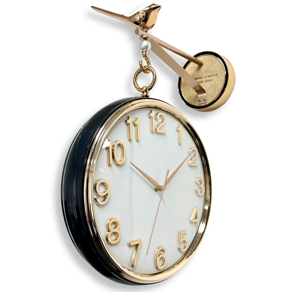 Victory Danna Double Sided Moving Gears Wall Clock Black White 39cm CCJ-8085 2