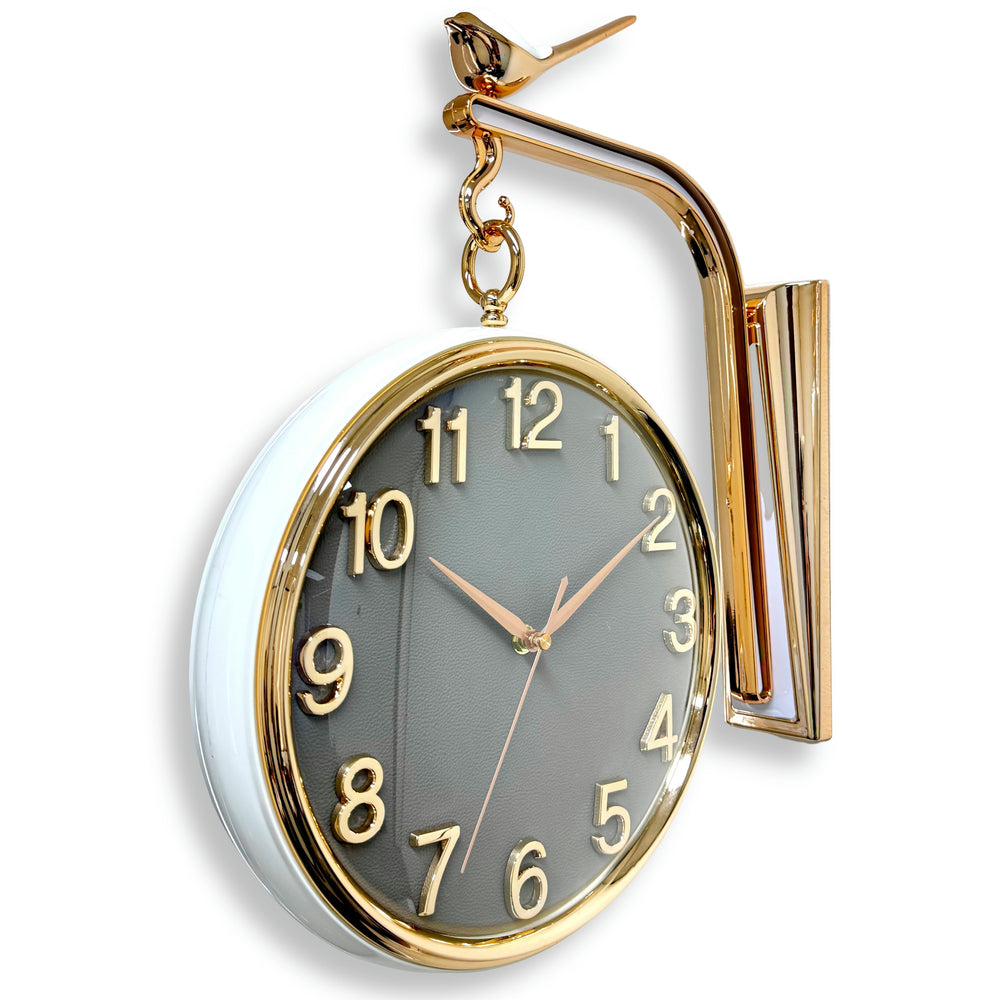 Victory Demi Double Sided Moving Gears Wall Clock White Grey 39cm CCJ-8083 2