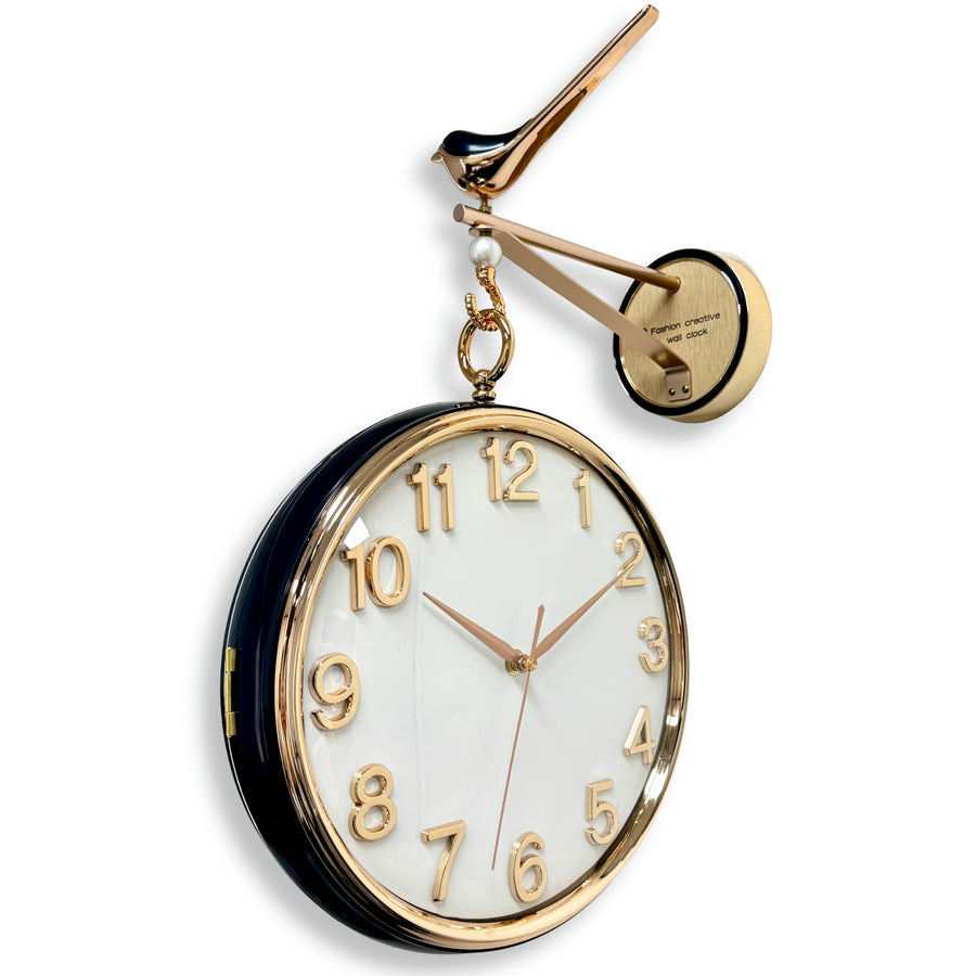 Victory Devin Double Sided Numbers Roman Wall Clock Black White 39cm CCJ-8086 1